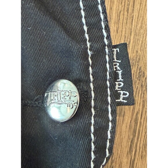 Tripp NYC Daang Goodman Darkstreet Goth Studded Bib Shortalls Women’s Sz S Black - Picture 6 of 14